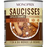 Monoprix Saucisses lentilles 840g