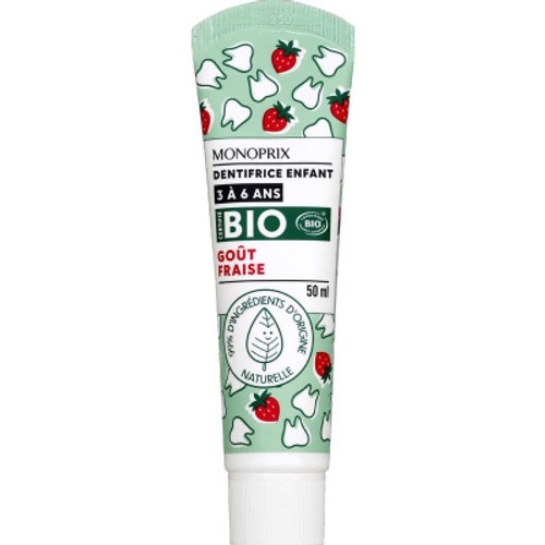 Monoprix Bio Dentifrice goût fraise 3 à 6 ans - 50ml