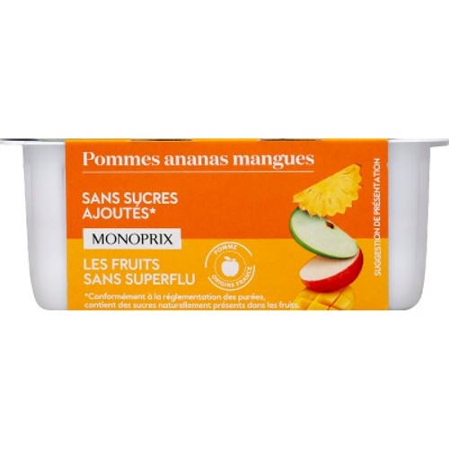 Monoprix Compotes Pommes Ananas Mangues 4x100g