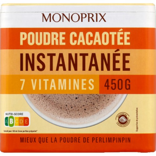 Monoprix Poudre Instantanée Goût Choco 7 Vitamines Et 2 Minéraux 450G
