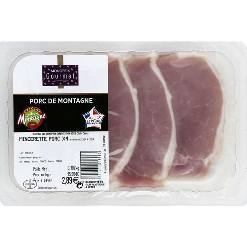 Monoprix Gourmet Darf Mincerette Porc 4x40g