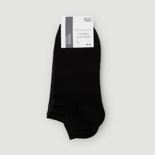 Monoprix Femme Socquettes Noires x4 - TU