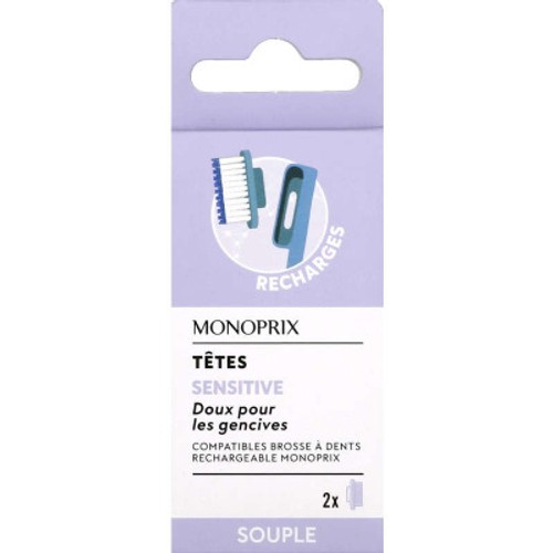 Monoprix Recharges Tête Sensitive Brosse à Dents Souple x2