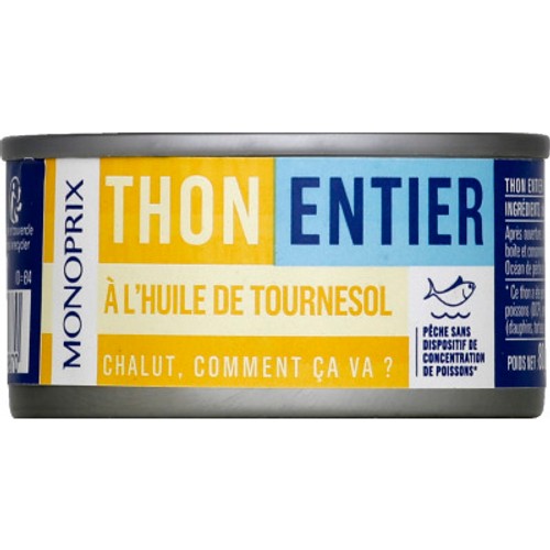 Monoprix Thon Entier à l'huile de Tournesol 80g
