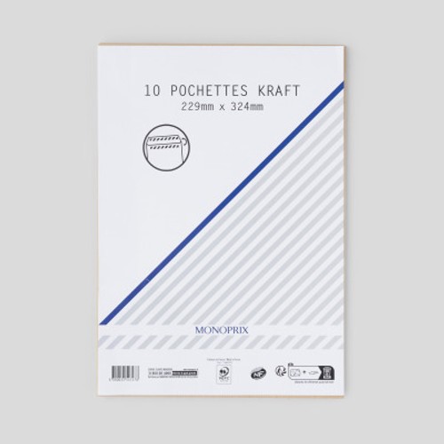 Monoprix Maison 10 Enveloppes Kraft 22,9X32,4Cm