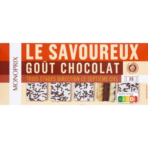 Monoprix Le savoureux goût chocolat x6 182g