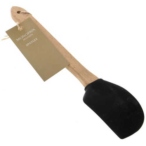 Monoprix Maison Spatule, Manche Bois, Poils En Silicone, Coloris Noir
