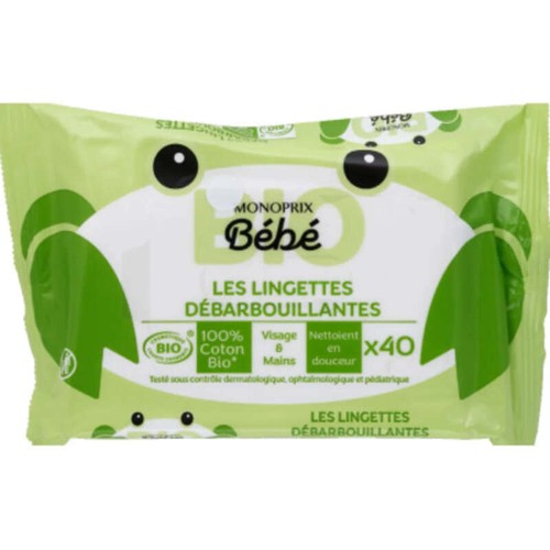 Monoprix Bébé Bio Lingettes Débarbouillantes x40