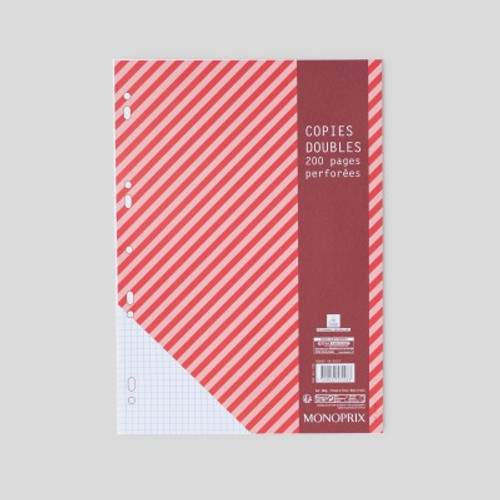 Monoprix Maison 200 Copies Doubles, A4, Petits Carreaux, 80Gr/M²