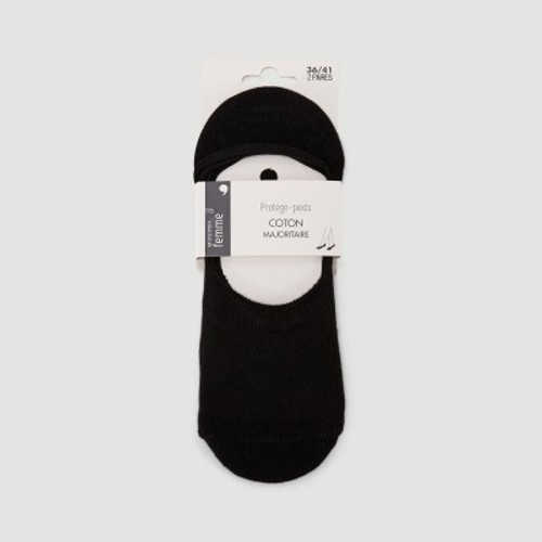 Monoprix Femme Protège-Pieds En Coton X2 Noirs TU