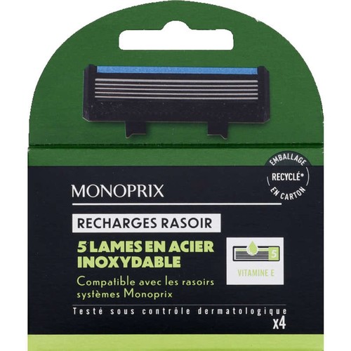 Monoprix Recharges rasoir 5 lames en acier inoxidable