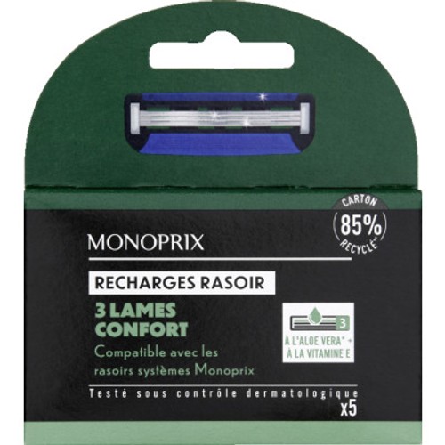 Monoprix Recharges Rasoirs Système Confort 3 Lames x5