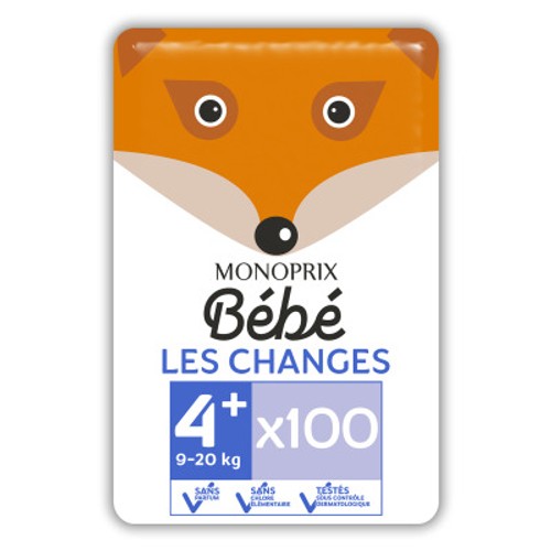 Monoprix Bébé Couches Taille 4+ Megapack x100
