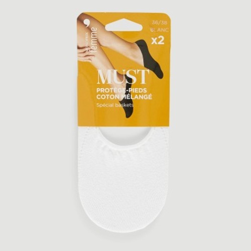 Monoprix Femme Lot De 2 Protège-Pieds Blancs Spécial Baskets Taille 39/41