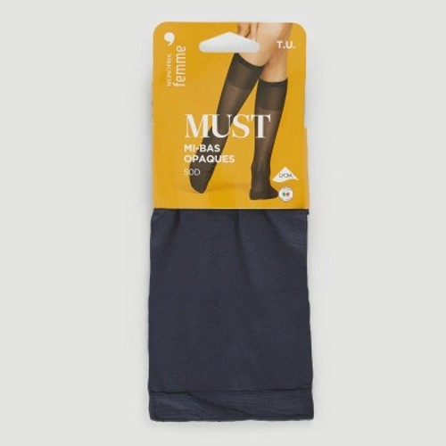 Monoprix Femme Mi-Bas Opaques Marine - TU