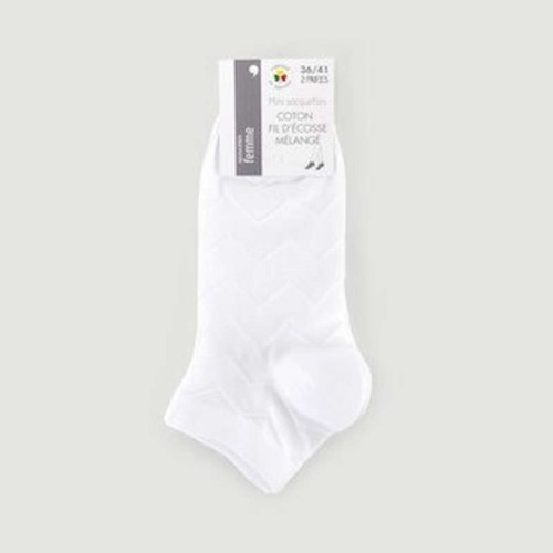 Monoprix Femme Socquettes Imprimées Vagues X2 Blanches TU
