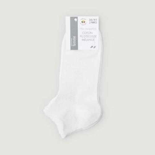 Monoprix Femme X2 Mini Socquettes Effet Chevron Blanches T36/41
