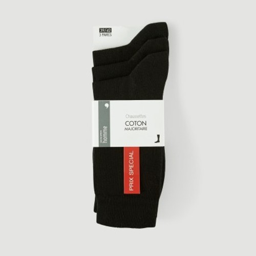 Monoprix Lot De 3 Paires De Chaussettes En Jersey Noir T39/42