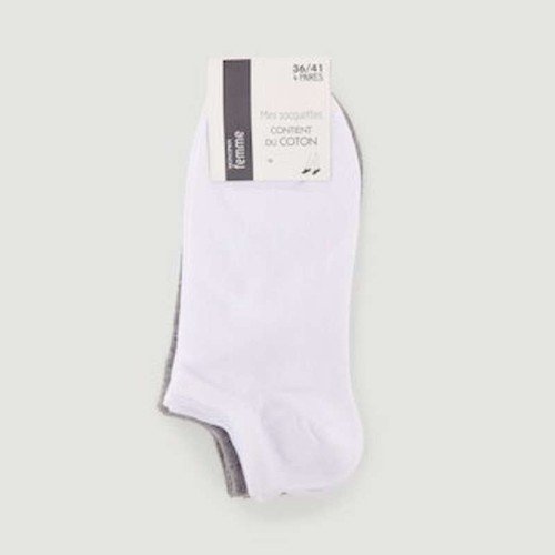 Monoprix Femme Socquettes X4 Blanches et Grises TU