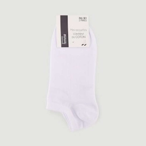 Monoprix Femme Socquettes Unies En Coton X2 Blanches TU