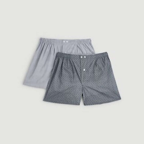 Monoprix Lot de 2 Caleçons Geo Rayures Marine Taille S