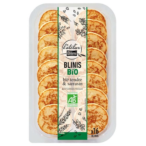 L'Atelier Blini 16 Blinis Cocktail Bio 135g