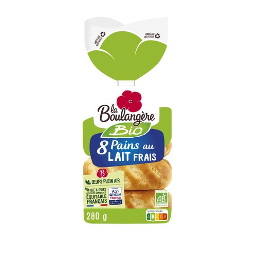 La Boulangère Pains au lait Bio x8 280g