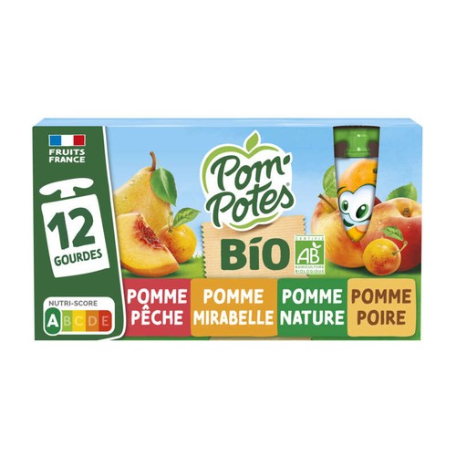 Pom'potes Compote gourdes Bio multivariétés 12x90g