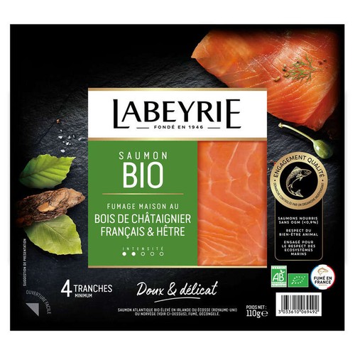 Labeyrie Saumon Atlantique Fumé Bio 110g