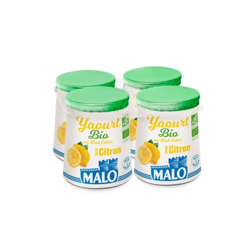 Malo Yaourt Au Lait Entier Saveur Citron Bio 4x125g