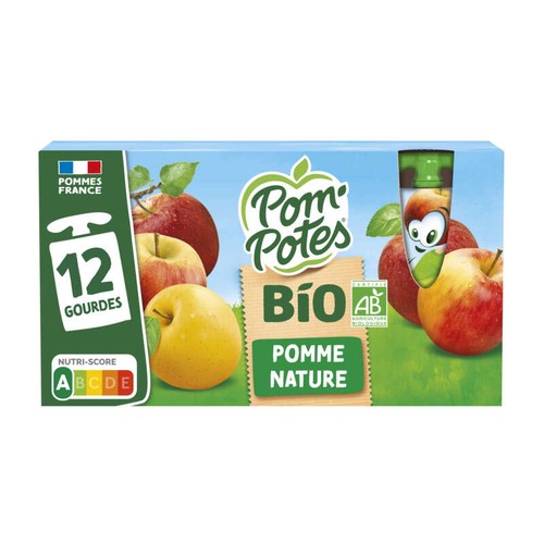 Pom'Potes Compote Pomme nature Bio Le pack de 12x90g