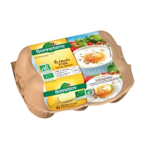 [Par Naturalia] Bonneterre 6 Gros Œufs Frais Bio Calibre 63/73g