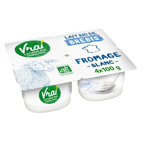 Vrai Fromage Blanc au lait de brebis Bio 4x100g