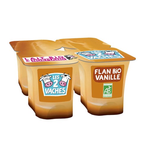 Les 2 Vaches Flan vanille caramel Bio 4x100g