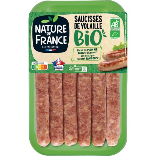 Nature de France Saucisses de Volaille Bio x6 - 300g
