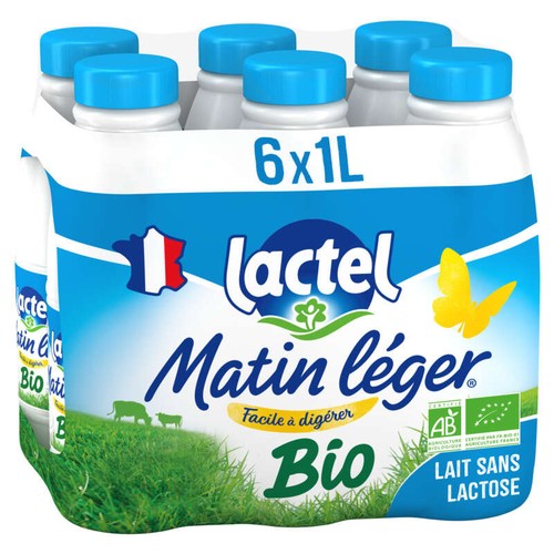 Matin Leger Lait Sans Lactose Bio 6x1L
