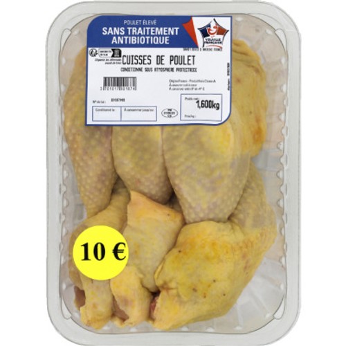 Premier Prix Cuisse De Poulet Blanc Certifié Sans Antibiotique 1,6kg