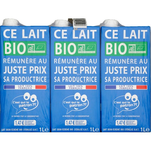 C'Est Qui Le Patron ?! Lait Demi-Écrémé Brique Bio 6x1L
