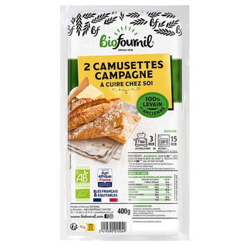 Biofournil Pains Camusettes Campagne Précuites Bio 2x200g