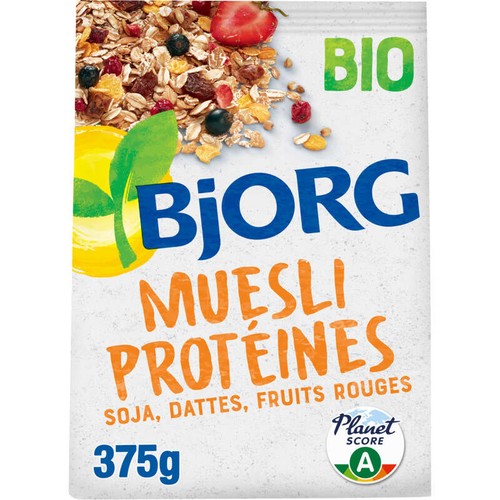 Bjorg Muesli Protéines, Soja, Dattes, Fruits Rouges, Bio 375g