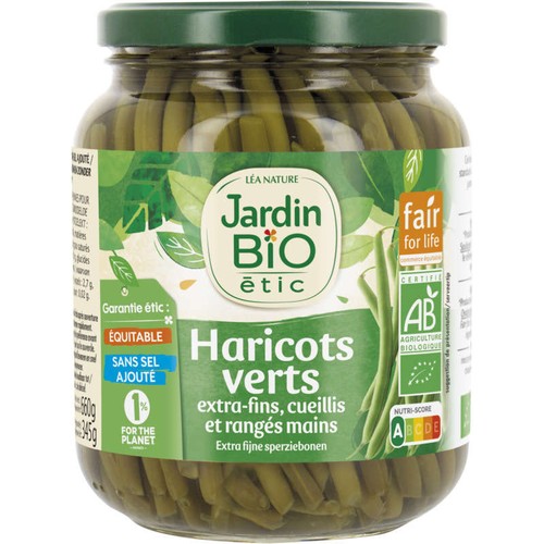 Jardin Bio Haricots Verts extra-fins cueillis et rangés main 660g