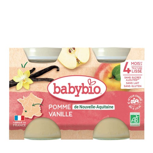 Babybio Purée de Pomme et Vanille dès 4mois 2x130g