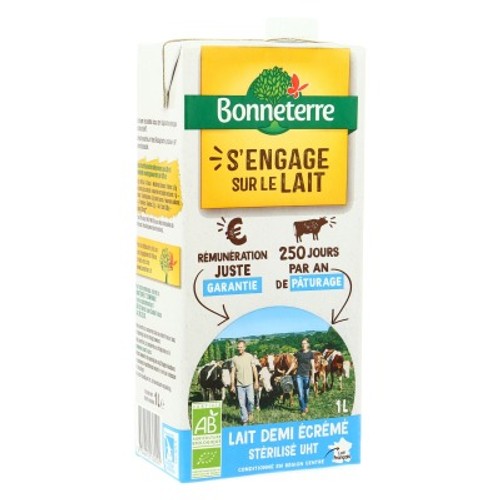 [Par Naturalia] Bonneterre Lait Demi-Écrémé Bio 1L