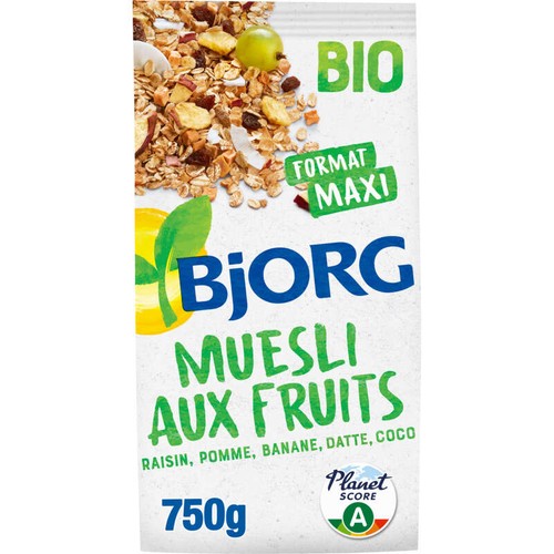 Bjorg Muesli Aux Fruits, Riche En Céréales Complètes Bio 750g