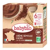 [Par Naturalia]  Babybio Crème Semoule Cacao Dès 8 Mois 4x85g