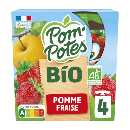 Pom'Potes Compote Fraise Pomme Bio Le Pack De 4x90g