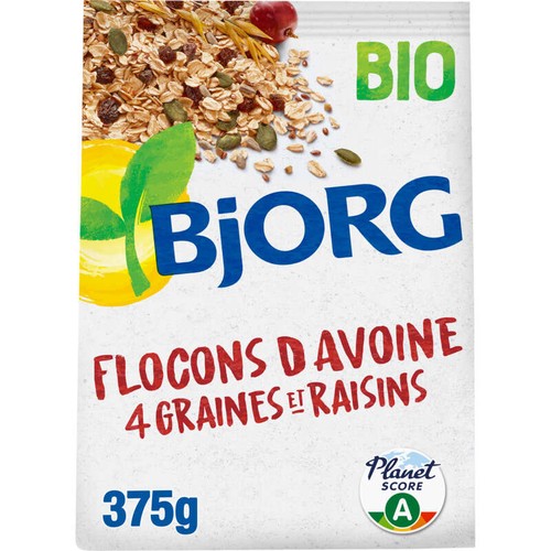 Bjorg Flocons D'Avoine, 4 Graines Et Raisins, Bio 375g
