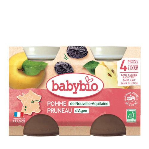 Babybio Petits Pots Pomme d'Aquitaine Pruneau d'Agen 2x130g