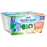 Nestlé P'Tit Brassé Dessert Lacté Pomme Pêche Bio Dès 6 Mois 4x90g