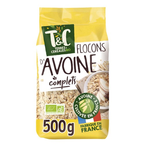 Terres et Céréales Flocons d'avoine complets, Bio 500g